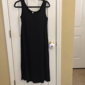 L Uniqlo Black Maxi Dress with Built in Bra
